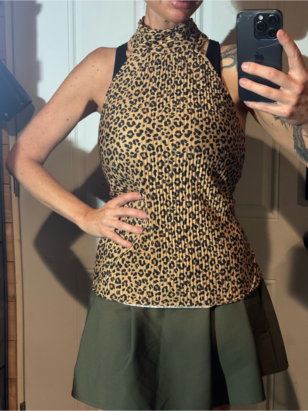 BOLD elements Leopard Print Halter Dress - Beige Black
